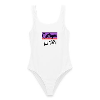 COLLEGUE. DEPART. EMPLOI. HUMOUR. MANAGER. CHEF - Maillot de bain femme - blanc - Devant - AI Model Female 172 dark (172cm)