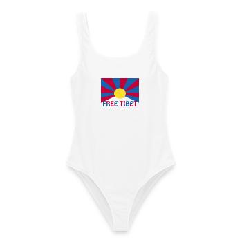 free tibet - Frauen Badeanzug - Weiß - Vorne - AI Model Female 172 dark (172cm)