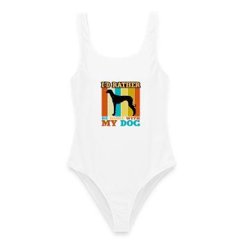 Alte kroatische Windhund Hund Silhouette Retro Sonne - Frauen Badeanzug - Weiß - Vorne - AI Model Female 172 dark (172cm)