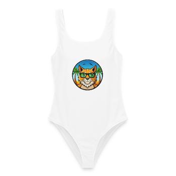 Eurasian Lynx Cat Breed Cartoon Lunettes de soleil Beach - Maillot de bain femme - blanc - Devant - AI Model Female 172 dark (172cm)