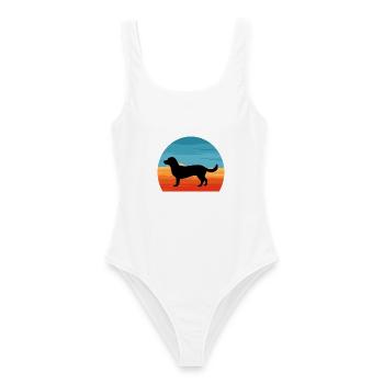 Alpine Dachsbracke Hundesilhouette Retro Sonnenuntergang - Frauen Badeanzug - Weiß - Vorne - AI Model Female 172 dark (172cm)