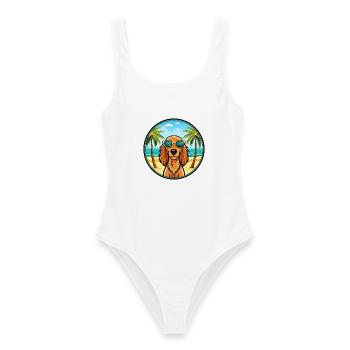 Irish Setter Dog Breed Cartoon Sunglasses Beach - Women's Swimsuit - white - Front - AI Model Female 172 dark (172cm)