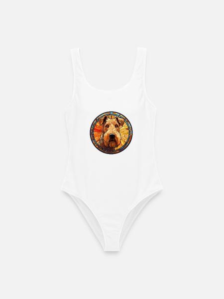 Airedale Terrier Hunderasse Aquarellglas - Frauen Badeanzug - Weiß