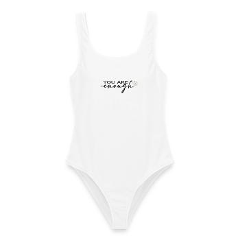 You Are Enough – Selbstliebe-Shirt - Frauen Badeanzug - Weiß - Vorne - AI Model Female 172 dark (172cm)