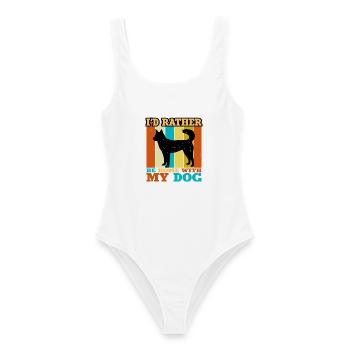 Kai Ken Hundeliebhaber Silhouette Vintage Sonnenuntergang - Frauen Badeanzug - Weiß - Vorne - AI Model Female 172 dark (172cm)