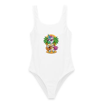 Lustige Einhorn Cartoon Sommer Strand Sonnenbrille - Frauen Badeanzug - Weiß - Vorne - AI Model Female 172 dark (172cm)