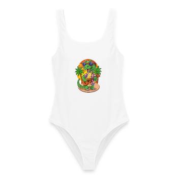 Funny Snake Summer Beach Sunglasses Hawaiian - Women's Swimsuit - white - Front - AI Model Female 172 dark (172cm)