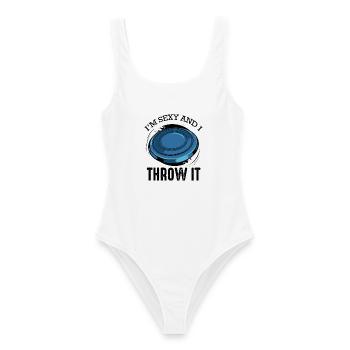 Disc golf saying funny pun frisbee gift - Women's Swimsuit - white - Front - AI Model Female 172 dark (172cm)