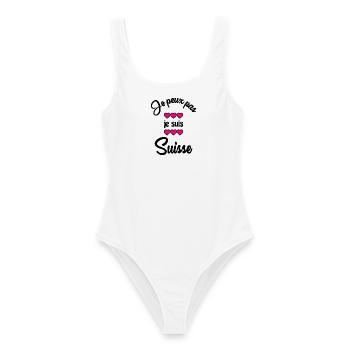 SUISSE. HUMOUR. PAYS. DRAPEAU. GENEVE. LAUSANNE - Maillot de bain femme - blanc - Devant - AI Model Female 172 dark (172cm)
