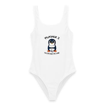 Zweites Baby Spieler 2 Baby Pinguin Schwanger - Frauen Badeanzug - Weiß - Vorne - AI Model Female 172 dark (172cm)