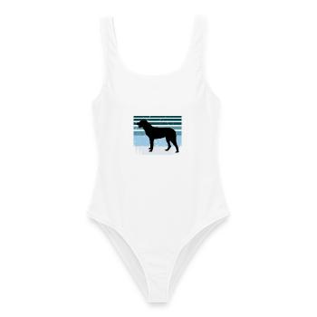 Cao De Castro Laboreiro Hund Silhouette Retro Sonne - Frauen Badeanzug - Weiß - Vorne - AI Model Female 172 dark (172cm)