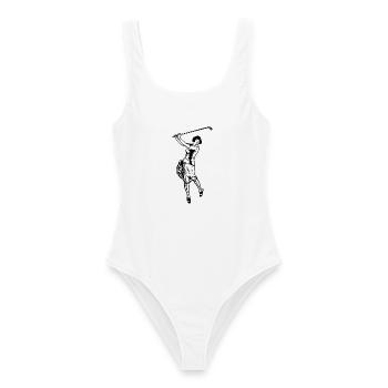 Golf - Golfen - Golfer - Frauen Badeanzug - Weiß - Vorne - AI Model Female 172 dark (172cm)