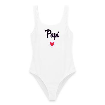 GRANDPA. DAD. FATHER'S DAY. HAPPY FATHER'S DAY - Women's Swimsuit - white - Front - AI Model Female 172 dark (172cm)