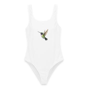 Smaragd-Kolibri mit violettem Glanz - Frauen Badeanzug - Weiß - Vorne - AI Model Female 172 dark (172cm)