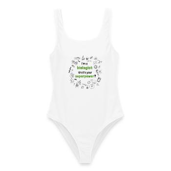 I'm a Biologist - What's your Superpower? - Frauen Badeanzug - Weiß - Vorne - AI Model Female 172 dark (172cm)