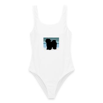 Bolognese Hundeliebhaber Silhouette Vintage Sonnenuntergang - Frauen Badeanzug - Weiß - Vorne - AI Model Female 172 dark (172cm)