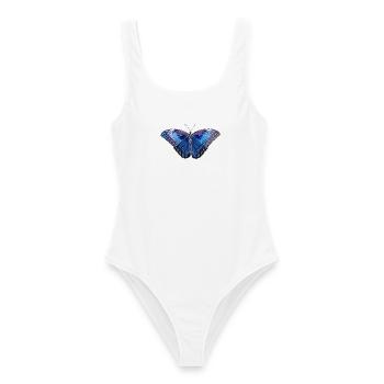 Schmetterling - Blau - Frauen Badeanzug - Weiß - Vorne - AI Model Female 172 dark (172cm)