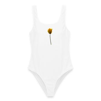 gelbe Mohnblume Mohn - Frauen Badeanzug - Weiß - Vorne - AI Model Female 172 dark (172cm)