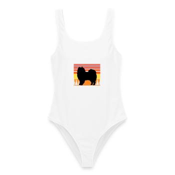 American Eskimo Hund Liebe Silhouette Vintage Sonnenuntergang - Frauen Badeanzug - Weiß - Vorne - AI Model Female 172 dark (172cm)