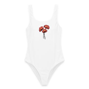 Mohnblumen - Frauen Badeanzug - Weiß - Vorne - AI Model Female 172 dark (172cm)