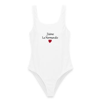 J'aime la Normandie - Maillot de bain femme - blanc - Devant - AI Model Female 172 dark (172cm)