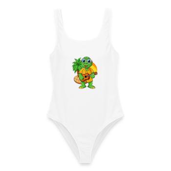 Funny Turtle Summer Beach Sunglasses Hawaiian - Women's Swimsuit - white - Front - AI Model Female 172 dark (172cm)