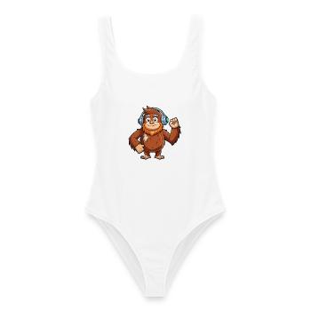 Big Foot Funny Cartoon Character Musique de casque - Maillot de bain femme - blanc - Devant - AI Model Female 172 dark (172cm)