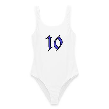 10. 10 ANS. 10e ANNIVERSAIRE. ANNIVERSAIRE 10 ANS. - Maillot de bain femme - blanc - Devant - AI Model Female 172 dark (172cm)