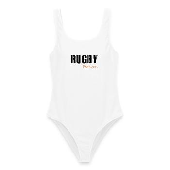 RUGBY. SPORT. - Frauen Badeanzug - Weiß - Vorne - AI Model Female 172 dark (172cm)