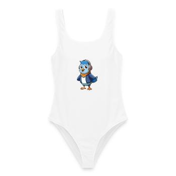 Pigeon Drôle Dessin Animé Personnage Casque Musique - Maillot de bain femme - blanc - Devant - AI Model Female 172 dark (172cm)