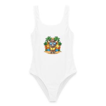 Buffalo Funny Cartoon Lunettes de soleil de plage d’été - Maillot de bain femme - blanc - Devant - AI Model Female 172 dark (172cm)