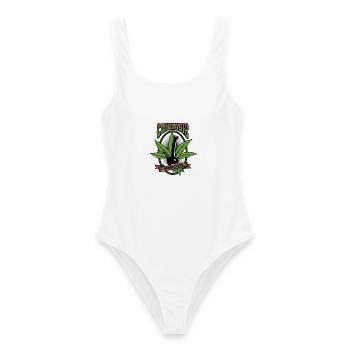 Cannabis saves Lives - Hanfblatt Vintage - Frauen Badeanzug - Weiß - Vorne - AI Model Female 172 dark (172cm)