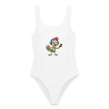 Ostrich Funny Cartoon Character Headphone Music - Women's Swimsuit - white - Front - AI Model Female 172 dark (172cm)