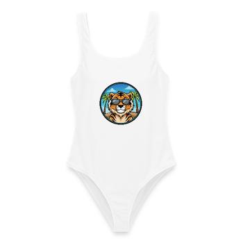 Tiger Lustige Cartoon Sommer Strand Sonnenbrille Cool - Frauen Badeanzug - Weiß - Vorne - AI Model Female 172 dark (172cm)