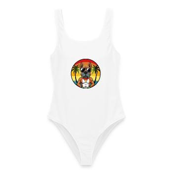 German Boxer Dog Breed Cartoon Sunglasses Beach - Women's Swimsuit - white - Front - AI Model Female 172 dark (172cm)