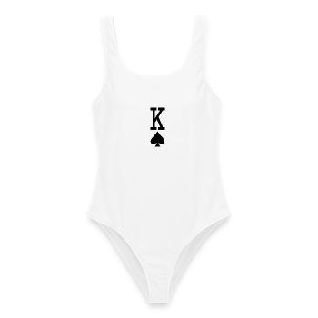 Poker Spielkarte - Pik König - Frauen Badeanzug - Weiß - Vorne - AI Model Female 172 dark (172cm)