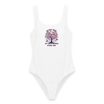 Avec toi, mon amour grandit chaque jour - Maillot de bain femme - blanc - Devant - AI Model Female 172 dark (172cm)