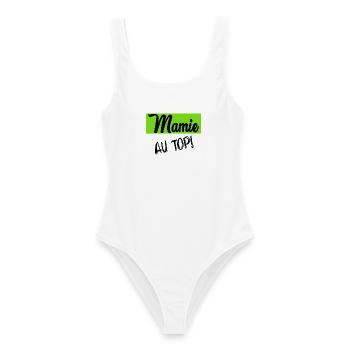 OMA. MUTTERTAG. ALLES GUTE ZUM OMA-TAG. ICH LIEBE DICH - Frauen Badeanzug - Weiß - Vorne - AI Model Female 172 dark (172cm)