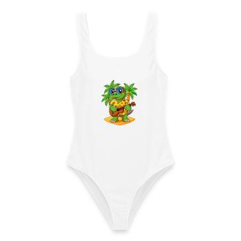 Funny Turtle Cartoon Summer Beach Sunglasses - Women's Swimsuit - white - Front - AI Model Female 172 dark (172cm)