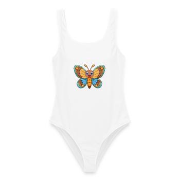 Papillon Mignon Mascotte Personnage De Dessin Animé Kawaii - Maillot de bain femme - blanc - Devant - AI Model Female 172 dark (172cm)