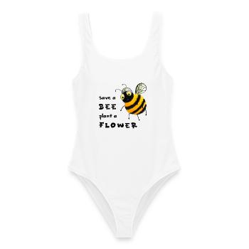 Save a Bee, plant a Flower - Bienen retten - Frauen Badeanzug - Weiß - Vorne - AI Model Female 172 dark (172cm)