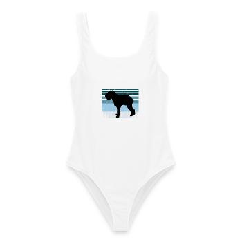 Griffon Bruxellois Hund Silhouette Retro Sonnenuntergang - Frauen Badeanzug - Weiß - Vorne - AI Model Female 172 dark (172cm)
