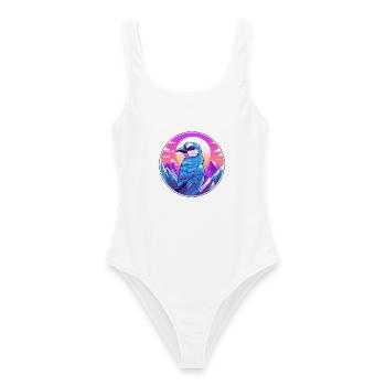 Blauer Eichelhäher Aquarell Karikatur Kawaii Haustier Tier Colo - Frauen Badeanzug - Weiß - Vorne - AI Model Female 172 dark (172cm)