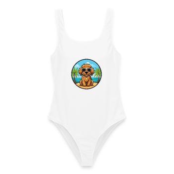 Cockapoo Hunderasse Cartoon Sonnenbrille Strand - Frauen Badeanzug - Weiß - Vorne - AI Model Female 172 dark (172cm)