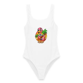 Lustige Flamingo Sommer Strand Sonnenbrille Hawaiianisch - Frauen Badeanzug - Weiß - Vorne - AI Model Female 172 dark (172cm)