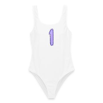 1. 1 Jahr. 1. JAHRESTAG. 1-JÄHRIGES JUBILÄUM - Frauen Badeanzug - Weiß - Vorne - AI Model Female 172 dark (172cm)