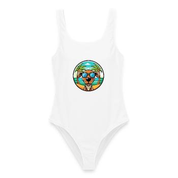 Hannover Laufhund Hunderasse Cartoon Sonnenbrille Strand - Frauen Badeanzug - Weiß - Vorne - AI Model Female 172 dark (172cm)