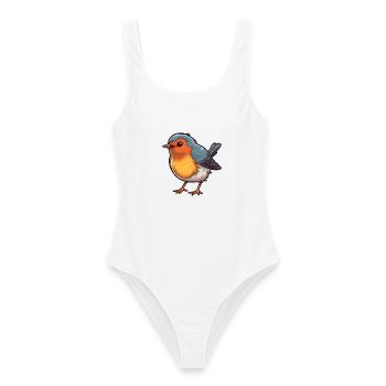 Robin Cartoon Kawaii Aquarell Illustration - Frauen Badeanzug - Weiß - Vorne - AI Model Female 172 dark (172cm)