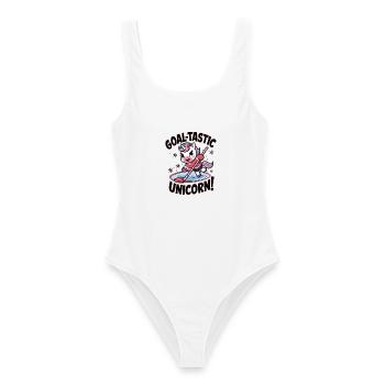 Goal-tastic Unicorn! - Women's Swimsuit - white - Front - AI Model Female 172 dark (172cm)