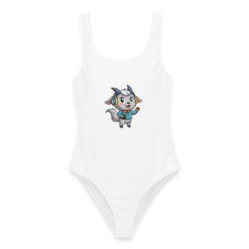 Chèvre Drôle Dessin Animé Personnage Casque Musique - Maillot de bain femme - blanc - Devant - AI Model Female 172 dark (172cm)